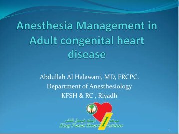Anesthesia Management in Adult congenital heart ... - RM Solutions