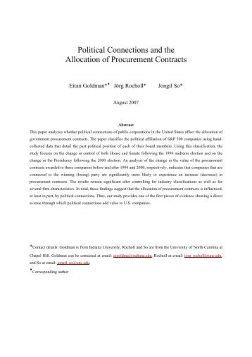 Political Connections and the Allocation of Procurement Contracts