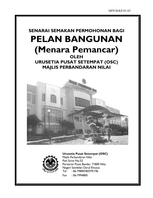 PELAN BANGUNAN (Menara Pemancar) - Majlis Perbandaran Nilai