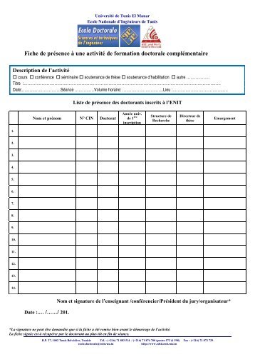 Fiche de prÃ©sence Ã  une activitÃ© de formation doctorale ...