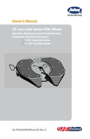 Owner's Manual 16 Low Lube Series Fifth Wheel - saf-holland