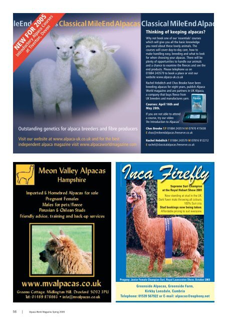Alpaca World Magazine Spring 2005 - Classical MileEnd Alpacas