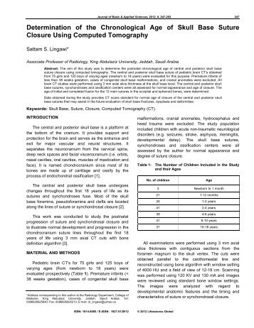 Determination of the Chronological Age of Skull Base Suture ...