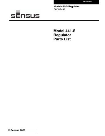 Model 441-S Parts List (RP-1350) - Sensus