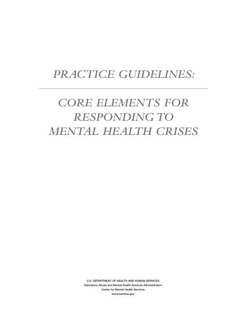 Practice Guidelines: Core Elements for Responding to Mental Health