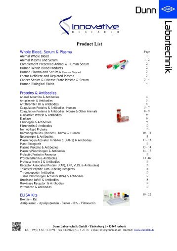 2011 Product List - Dunn Labortechnik GmbH