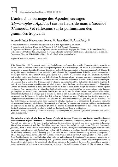 Texte PDF - Les Presses agronomiques de Gembloux