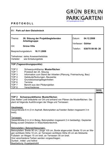 Protokoll der 26. Sitzung am 18. 11. 08 - Berlin Gleisdreieck