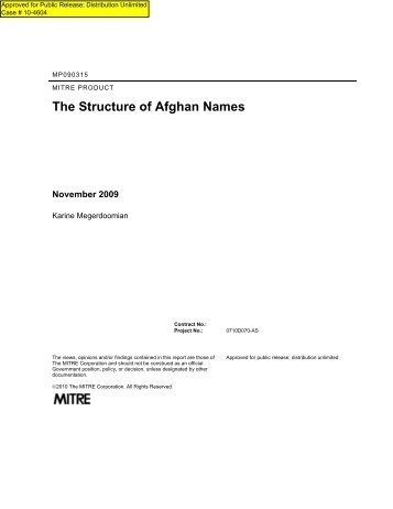 The Structure of Afghan Names - Karine Megerdoomian's homepage