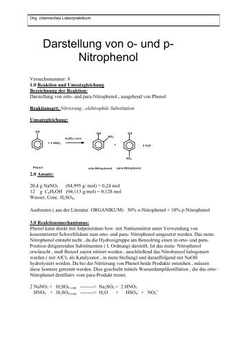 Darstellung von o- und p- Nitrophenol - reaktorblock.de