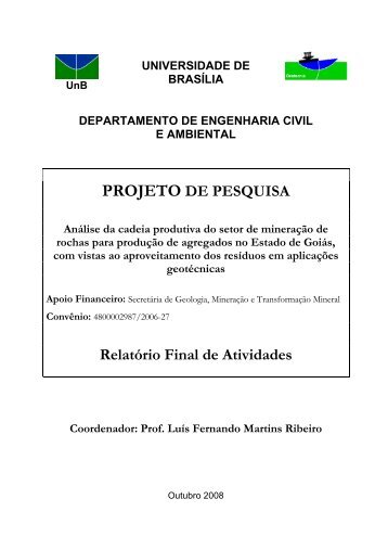 AnÃƒÂ¡lise da Cadeia Produtiva de Rochas para Agregados em GoiÃƒÂ¡s