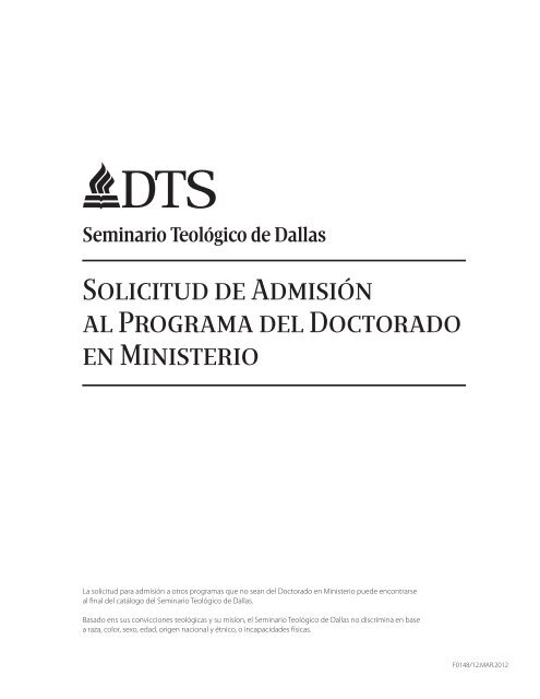 Solicitud De Admisia N Al Programa Del Doctorado En Ministerio