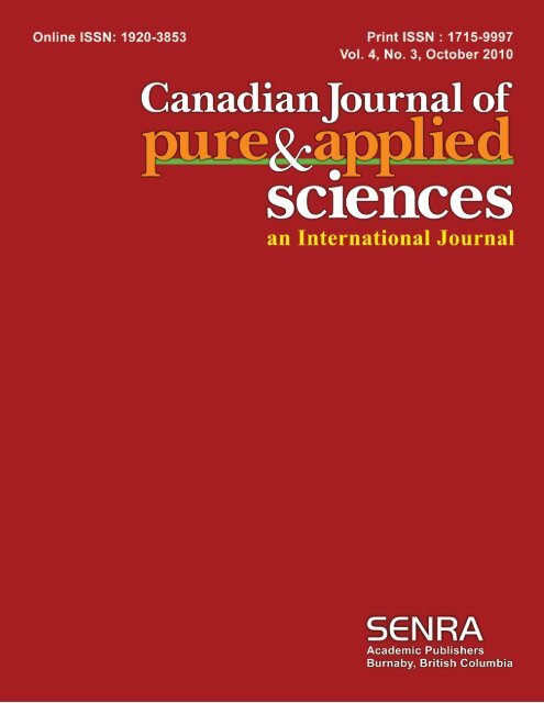 Oct-10 - Canadian Journal of Pure and Applied Sciences