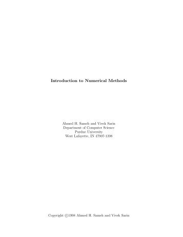 Introduction to Numerical Methods - Department of Computing Science