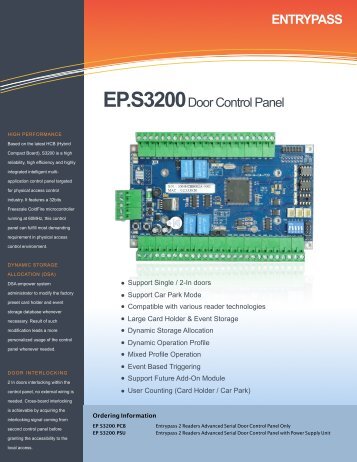 ENTRYPASS EP.S3200Door Control Panel - Bricomp Technologies ...