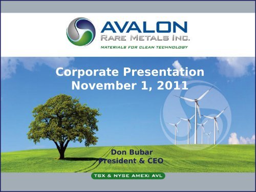 Corporate Presentation November 1, 2011 - Avalon Rare Metals