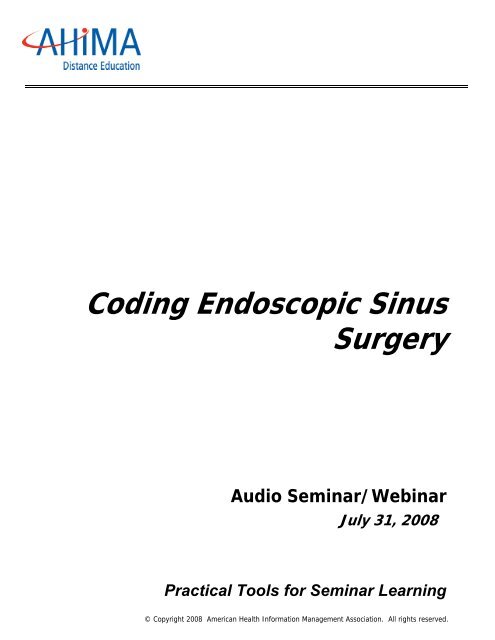 Coding Endoscopic Sinus Surgery - American Health Information ...