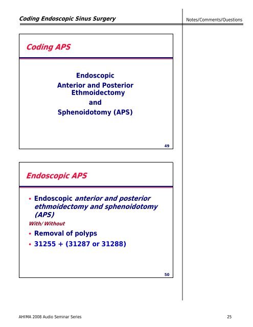 Coding Endoscopic Sinus Surgery - American Health Information ...