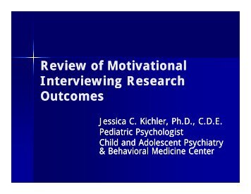 Review of Motivational Interviewing Research Outcomes