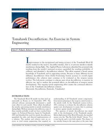 Tomahawk Deconfliction - The Johns Hopkins University Applied ...