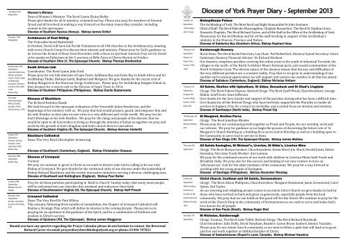 Prayer Diary September 2013 - The Diocese of York