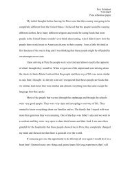 Eric Schubert 7/29/2007 Peru reflection paper My initial thoughts ...