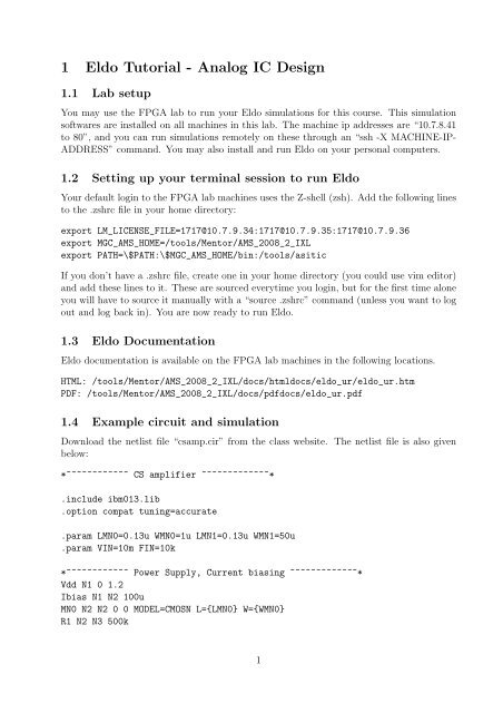 1 Eldo Tutorial - Analog IC Design