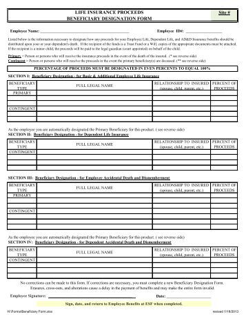 Beneficiary form