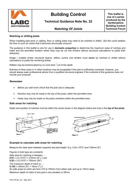 22 Guidance Note Technical Notching Of Joists May 2011