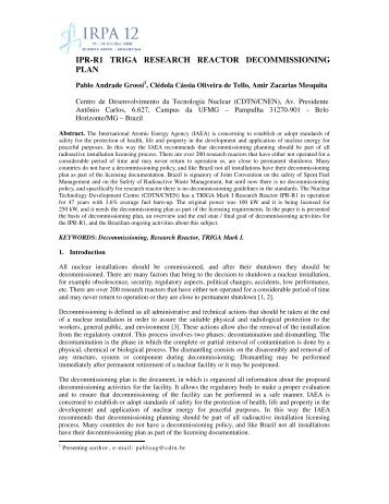 ipr-r1 triga research reactor decommissioning plan - CDTN