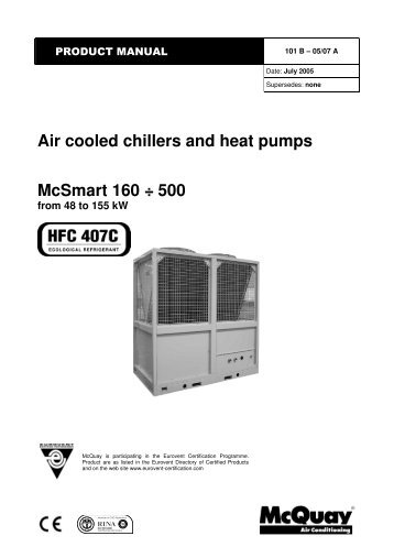 Air cooled chillers and heat pumps McSmart 160 Ã· 500