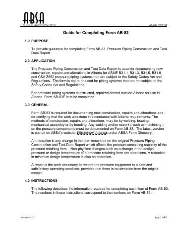 Guide for Completing Form AB-83 - ABSA