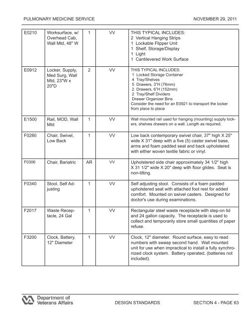 Pulmonary Medicine Service Design Guide - Office of Construction ...