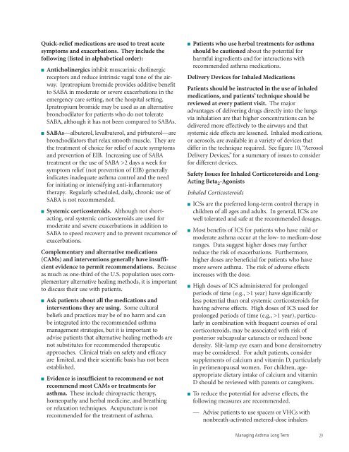 Guidelines for the Diagnosis and Management of Asthma