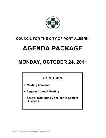 AGENDA PACKAGE - City of Port Alberni