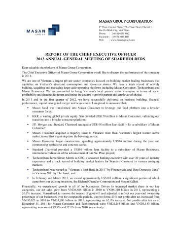 Report of CEO at 2012 AGM - Masan Group