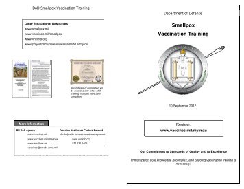 Smallpox Training Brochure - MILVAX