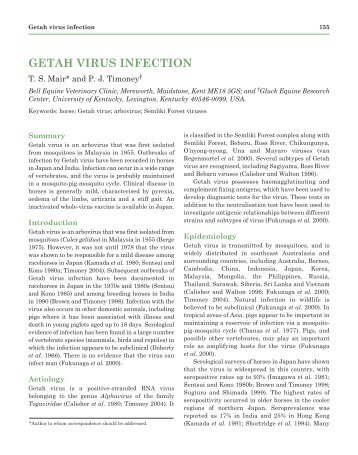 Getah virus infection. Mair, T.S. and Timoney, P.J. - Bell Equine ...