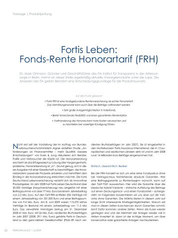 Fortis Leben: Fonds-Rente Honorartarif (FRH) - ITA