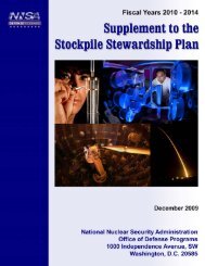 Supplement to the Stockpile Stewardship Plan Overview - National ...