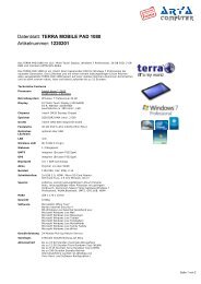 Datenblatt: TERRA MOBILE PAD 1080 ... - Arya Computer