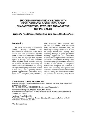 success in parenting children with developmental disabilities