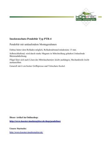 PDF jetzt speichern - Insektenschutz nach Maß für Fenster und Türen