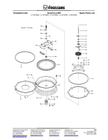 Ersatzteil-Liste DosiCut Ã¸ 800 Spare Parts List - Bos Benelux BV