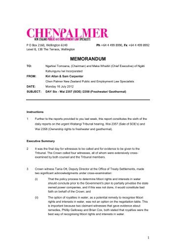 MEMORANDUM - Ngati Kahungunu Iwi Incorporated