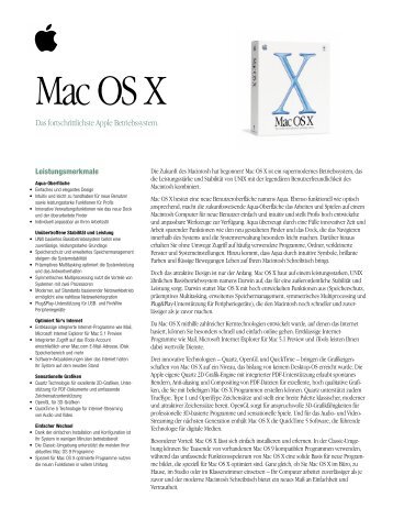 MacOS X Datenblatt