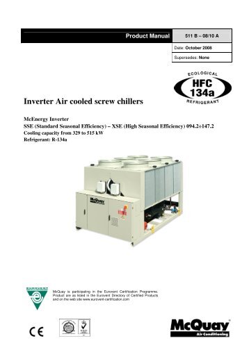 Inverter Air cooled screw chillers - McQuay