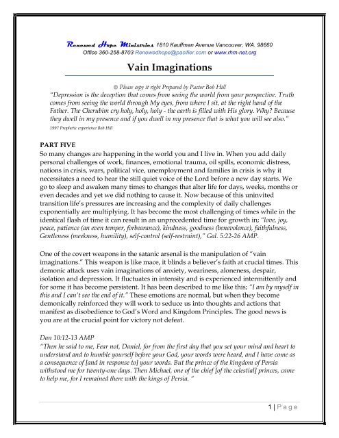 5. Don't Yield To Vain Imaginations - Rhm-Net.org