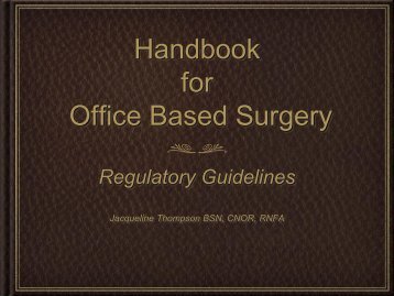 Regulator Issues for an Office-based Procedure Center - Columbia ...