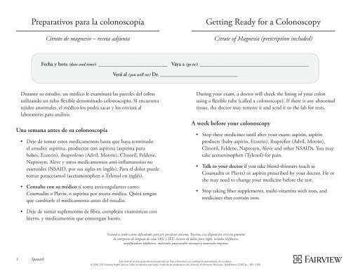 Getting Ready for a Colonoscopy Preparativos para ... - the Exchange